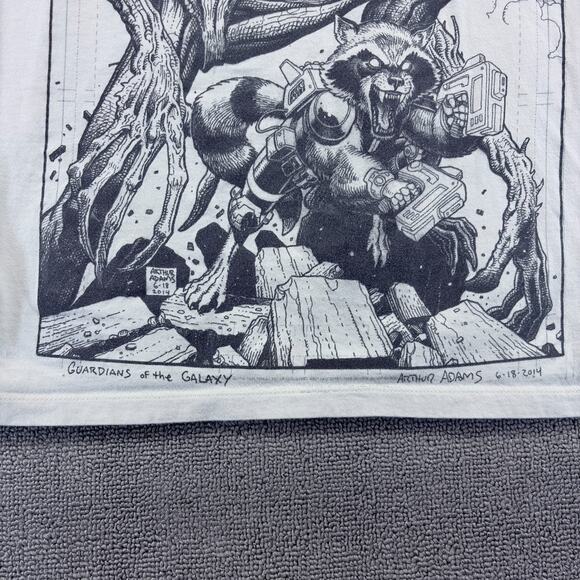 Marvel's Guardians of the Galaxy Shirt Mens Small White Groot and Rocket Raccoon - Picture 2 of 8